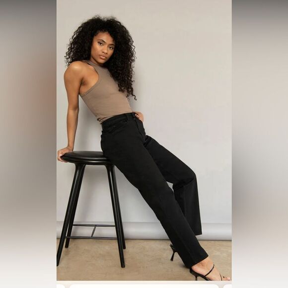 Black 90s Fit Denim High Waist Straight Leg - Picture 4 of 10